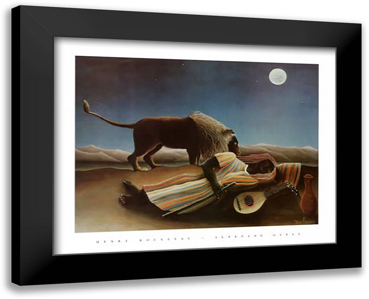 Sleeping Gypsy, c.1897 32x26 Black Modern Wood Framed Art Print Poster by Rousseau, Henri