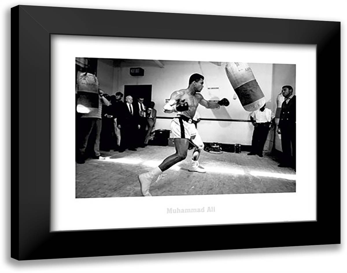 Muhammad Ali - Gym 36x28 Black Modern Wood Framed Art Print Poster
