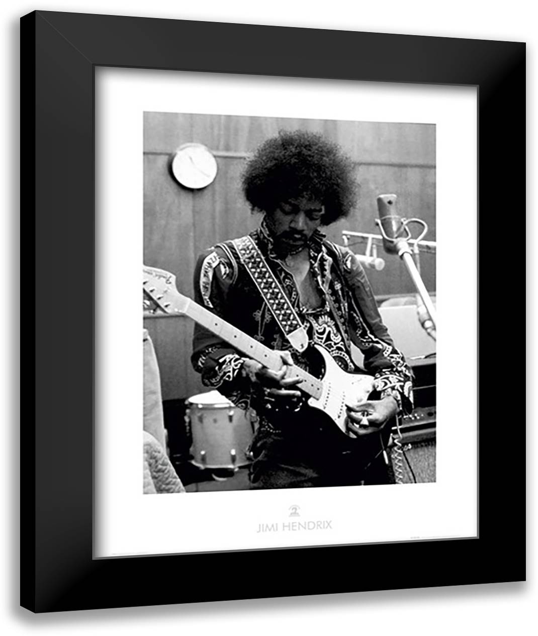 Jimi Hendrix - Guitar 28x36 Black Modern Wood Framed Art Print Poster