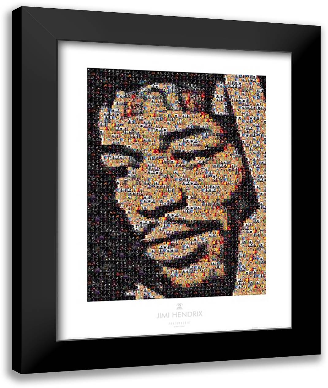 Jimi Hendrix - Mosaic 28x36 Black Modern Wood Framed Art Print Poster