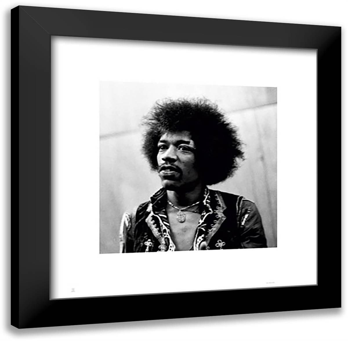 Jimi Hendrix - Portrait 20x20 Black Modern Wood Framed Art Print Poster