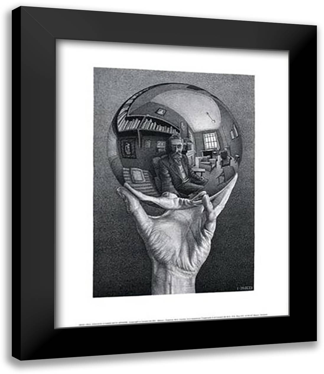 Hand with Sphere 15x18 Black Modern Wood Framed Art Print Poster by Escher, M.C.