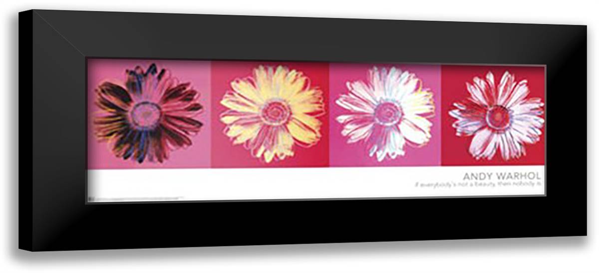 Daisies 40x16 Black Modern Wood Framed Art Print Poster by Warhol, Andy