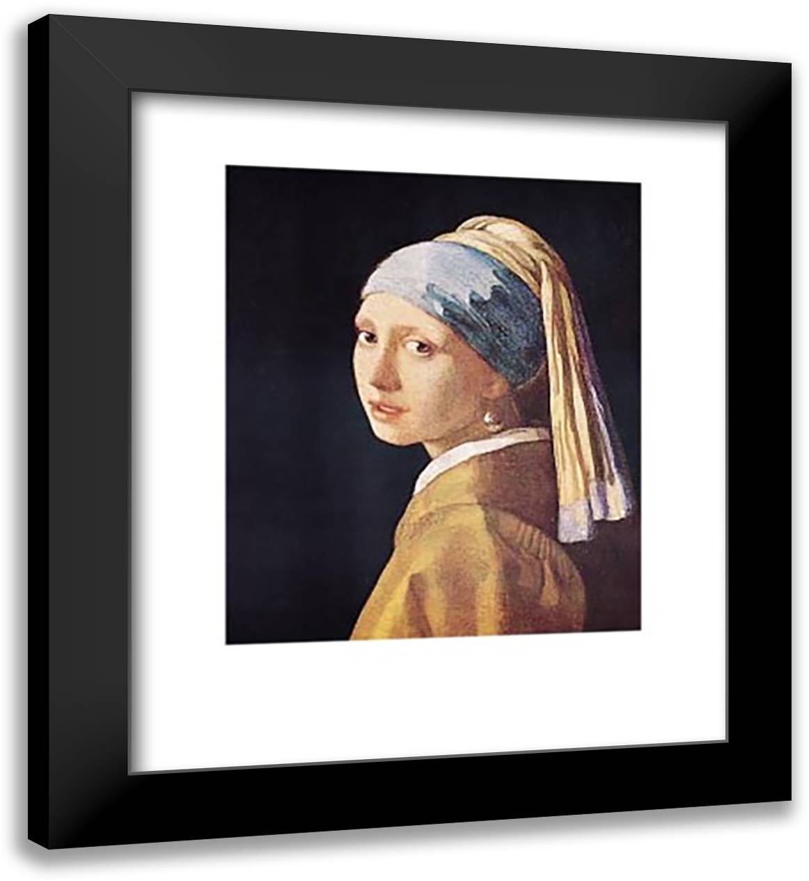 Head Of Girl 26x32 Black Modern Wood Framed Art Print Poster by Vermeer, Johannes