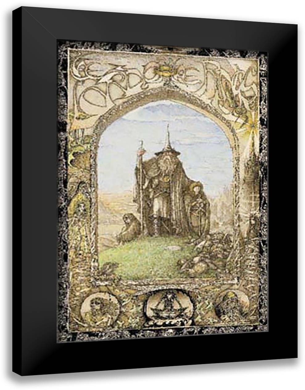 Lord Of The Rings 28x40 Black Modern Wood Framed Art Print Poster