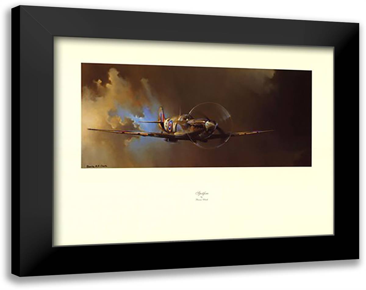 Spitfire 20x16 Black Modern Wood Framed Art Print Poster by Clark, Barrie