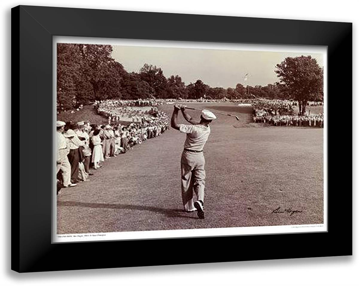 One Iron (Ben Hogan) 33x26 Black Modern Wood Framed Art Print Poster by Peskin