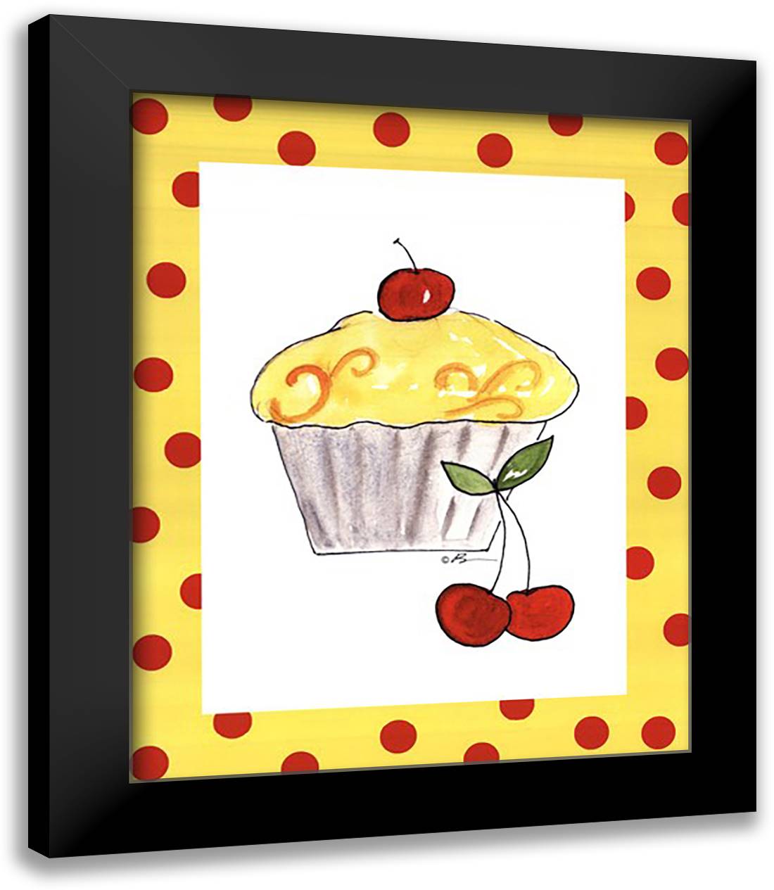 Lemon Cupcake 15x18 Black Modern Wood Framed Art Print Poster by Bowman, Serena
