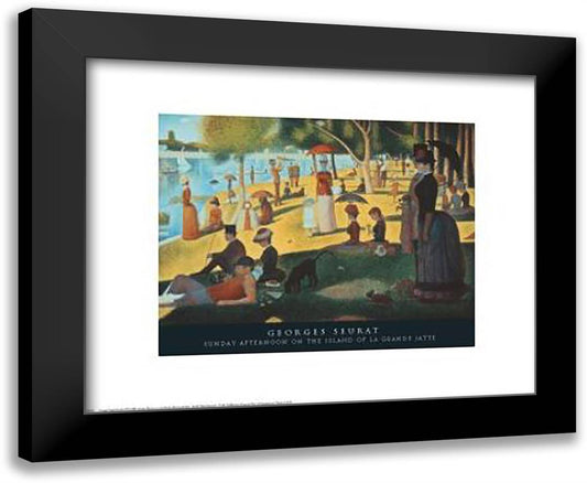 Sunday Afternoon On The Island Of La Gra 24x20 Black Modern Wood Framed Art Print Poster by Seurat, Georges