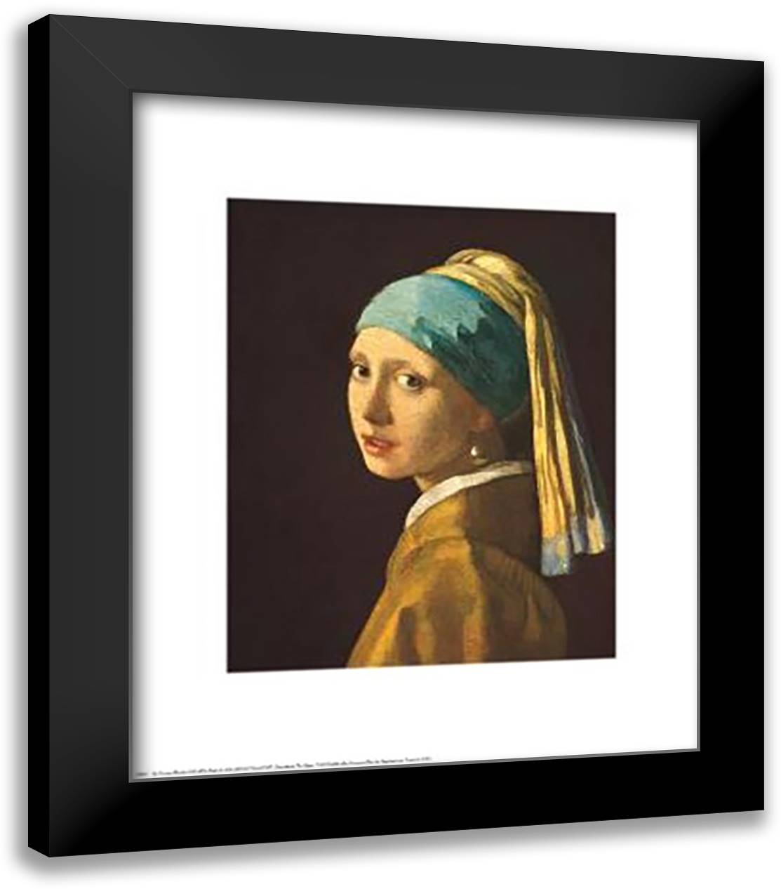 Head Of A Girl 20x24 Black Modern Wood Framed Art Print Poster by Vermeer, Johannes