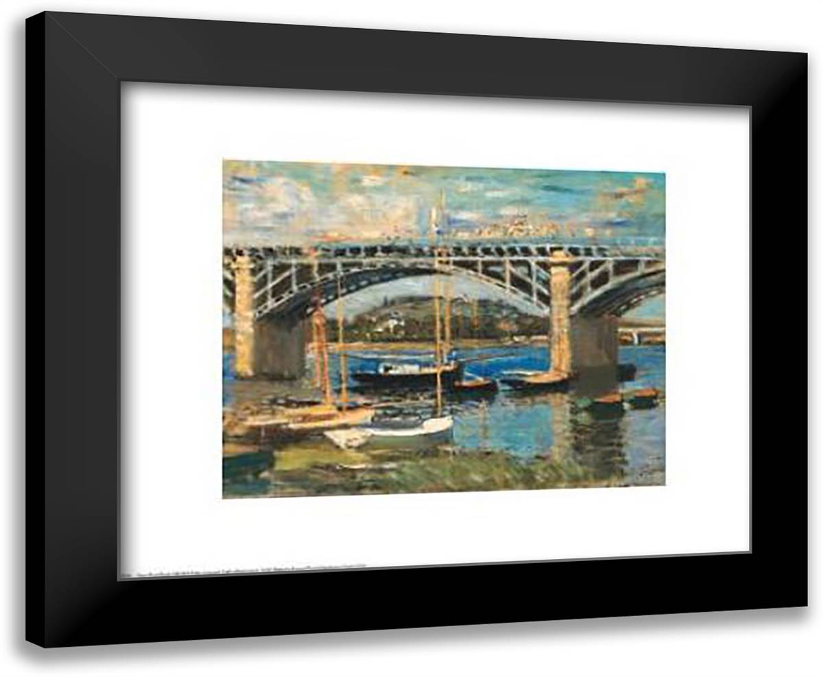Bridge At Argenteuil 24x20 Black Modern Wood Framed Art Print Poster by Monet, Claude