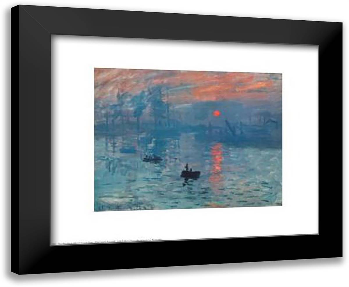 Impression, Sunrise, c.1872 (blue) 24x20 Black Modern Wood Framed Art Print Poster by Monet, Claude