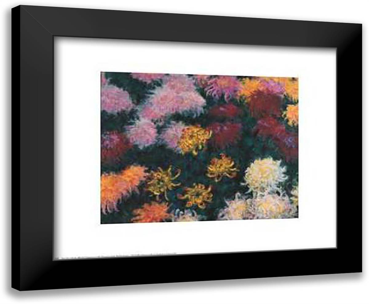 Chrysanthemums 24x20 Black Modern Wood Framed Art Print Poster by Monet, Claude