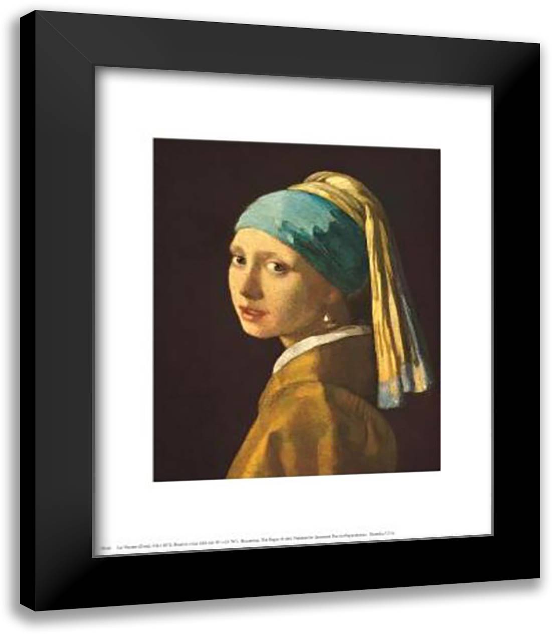 Head Of A Girl 15x18 Black Modern Wood Framed Art Print Poster by Vermeer, Johannes