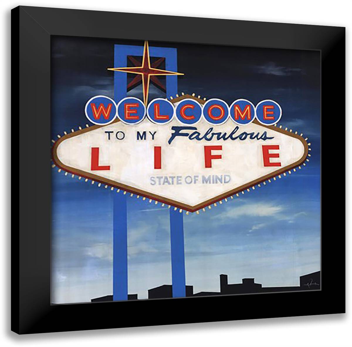 Welcome 28x28 Black Modern Wood Framed Art Print Poster by Haxton, KC