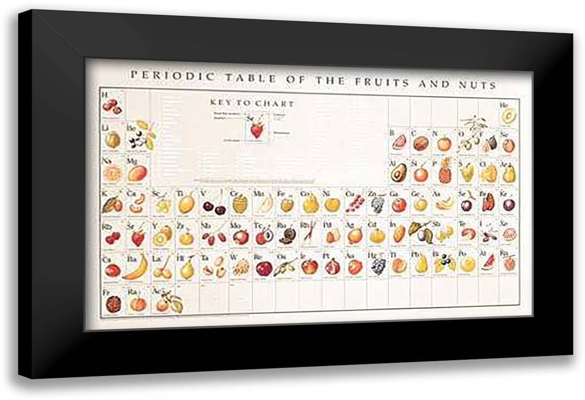 Periodic Table of Fruits and Nuts 34x23 Black Modern Wood Framed Art Print Poster by Weissman, Naomi