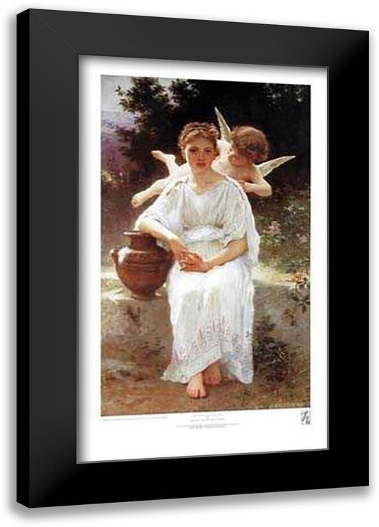 Whisperings of Love 21x31 Black Modern Wood Framed Art Print Poster by Bouguereau, William Adolphe