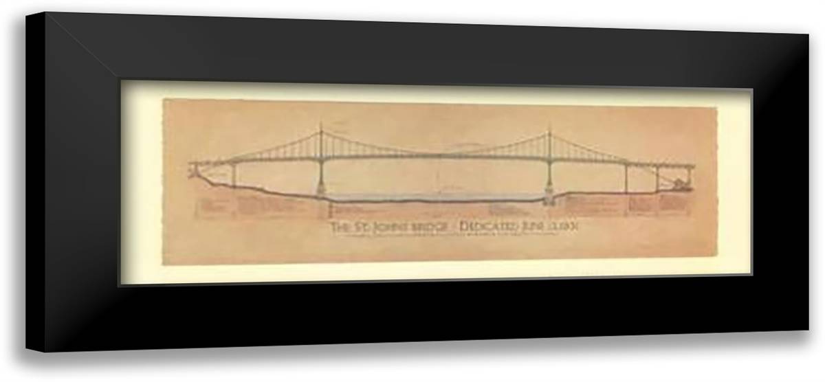 St. Johns Bridge 40x16 Black Modern Wood Framed Art Print Poster by Holmes, Craig