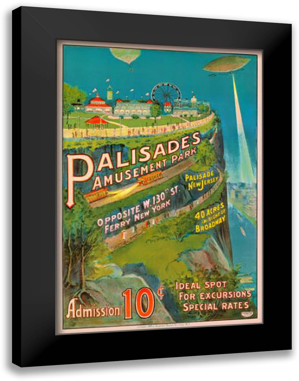 Palisades Park 28x40 Black Modern Wood Framed Art Print Poster