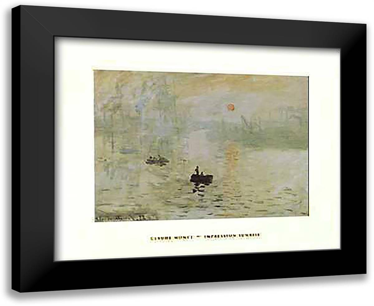 Impression, Sunrise, c.1872 (green) 24x20 Black Modern Wood Framed Art Print Poster by Monet, Claude
