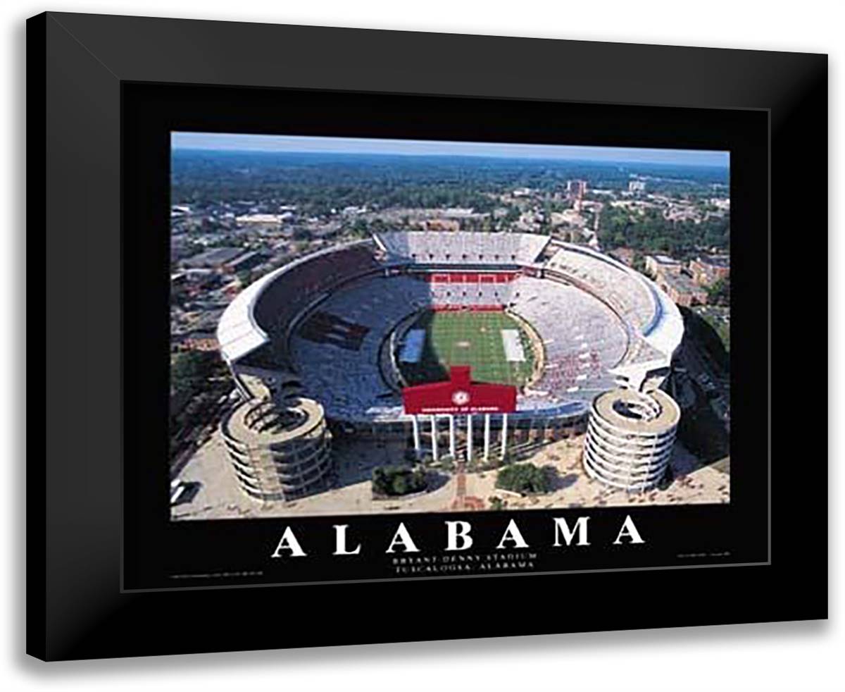 University Of Alabama - Bryant-Denny Sta 32x26 Black Modern Wood Framed Art Print Poster by Smith, Mike
