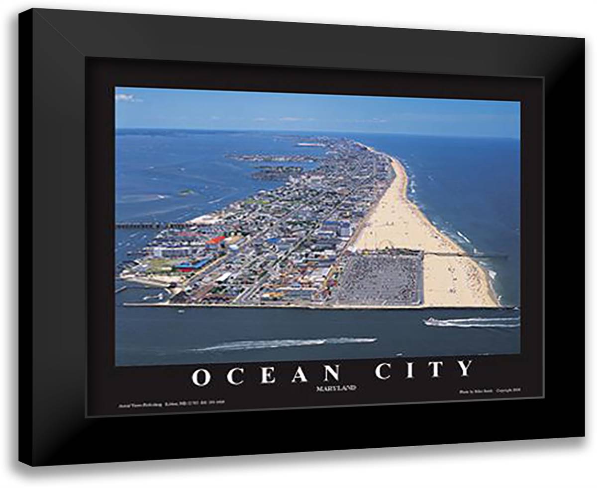 Ocean City, Maryland 32x26 Black Modern Wood Framed Art Print Poster by Smith, Mike