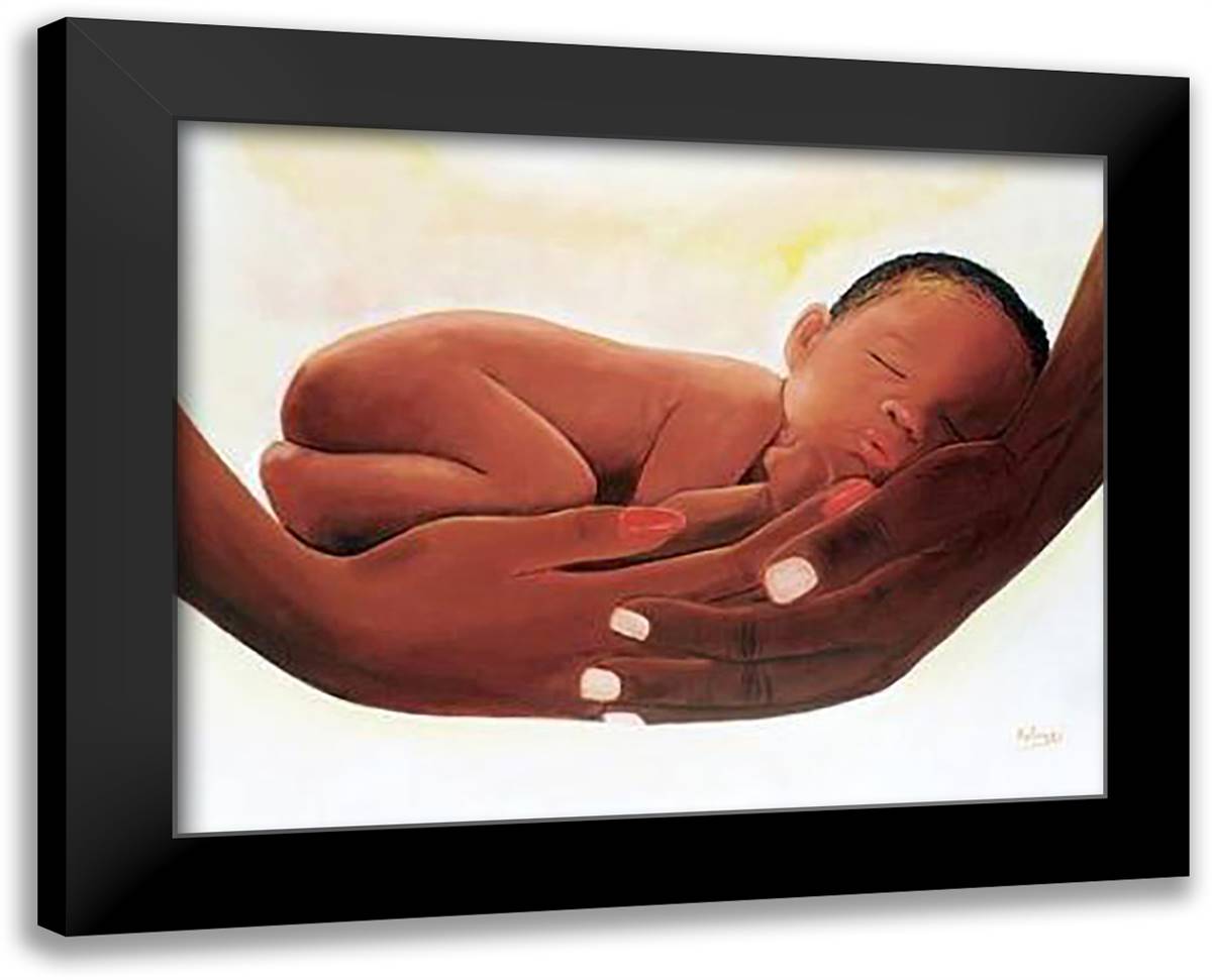 Cradle of Love 34x28 Black Modern Wood Framed Art Print Poster by Kolongi, B.