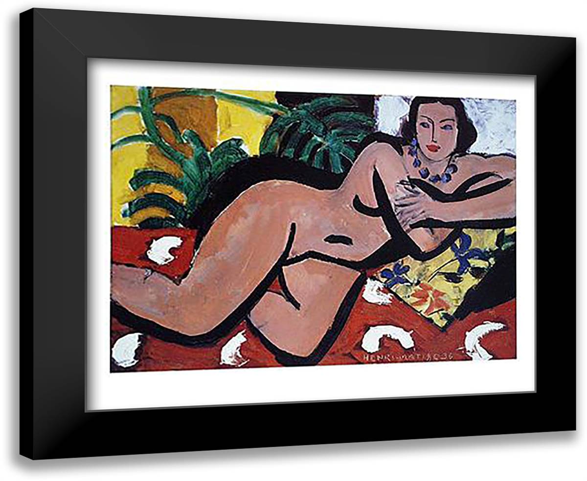 Nu aux Yeux Blues 24x20 Black Modern Wood Framed Art Print Poster by Matisse, Henri