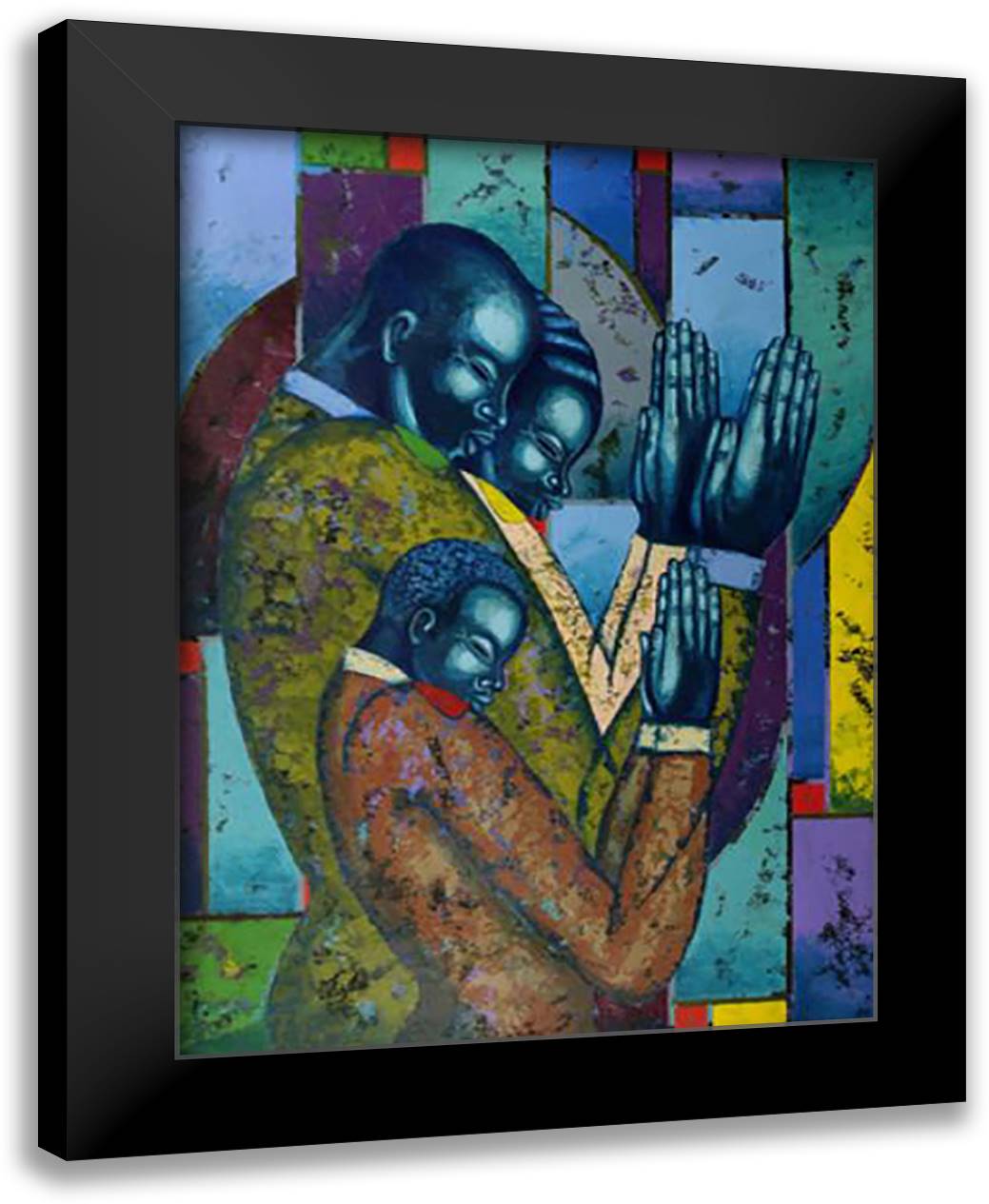 Faithful Family 26x33 Black Modern Wood Framed Art Print Poster by Brown, Larry Poncho