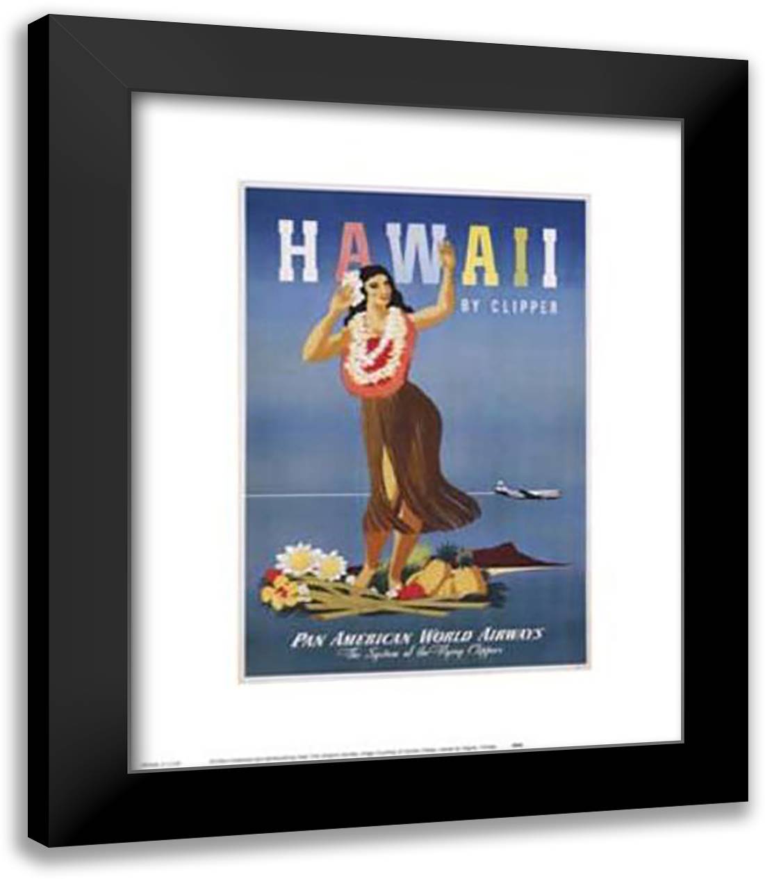 Hawaii By Clipper 15x18 Black Modern Wood Framed Art Print Poster by Atherton, John