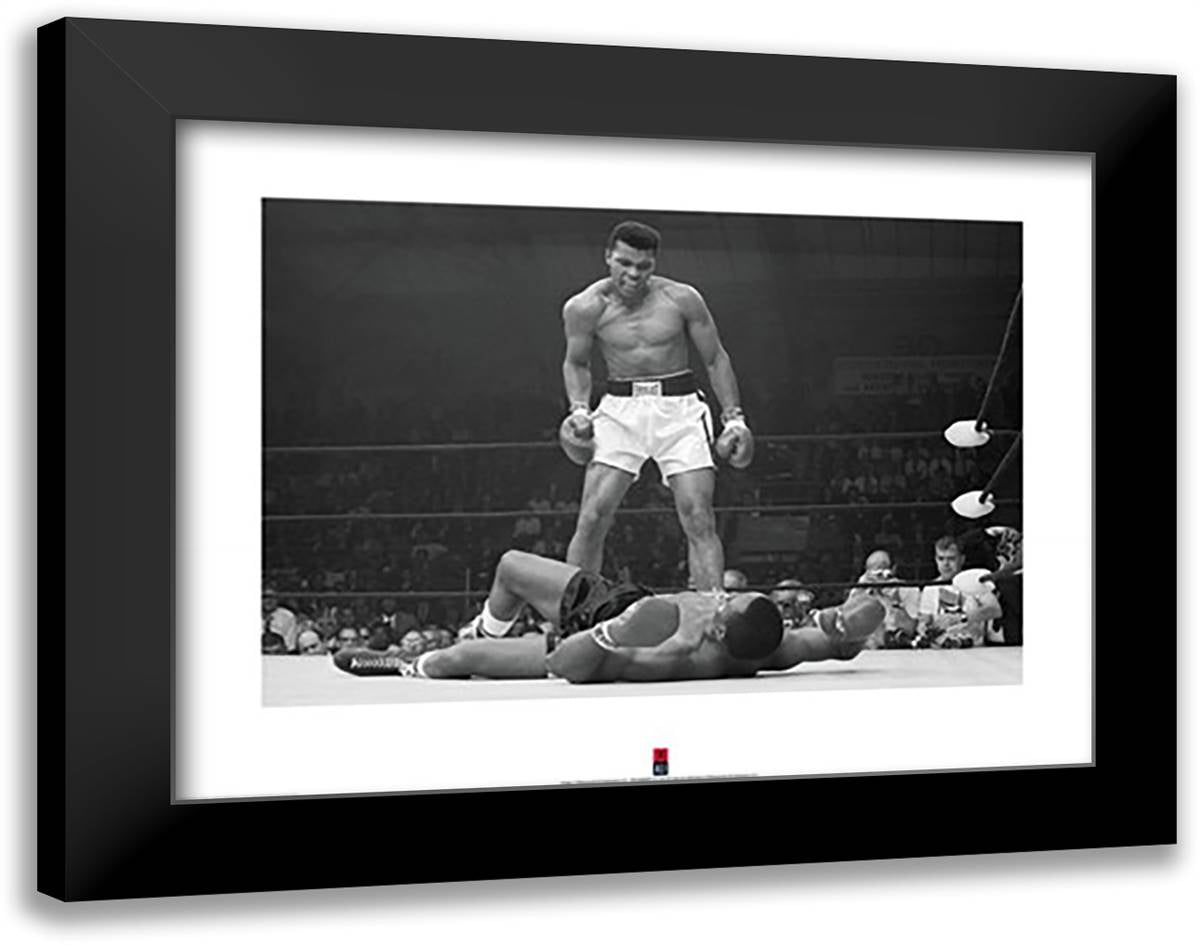 Muhammad Ali - 1965 1st Round Knockout Against Sonny Liston 36x28 Black Modern Wood Framed Art Print Poster