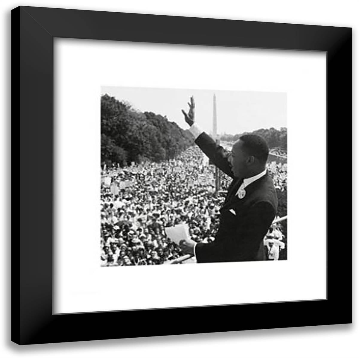 Martin Luther King Jr. 20x20 Black Modern Wood Framed Art Print Poster