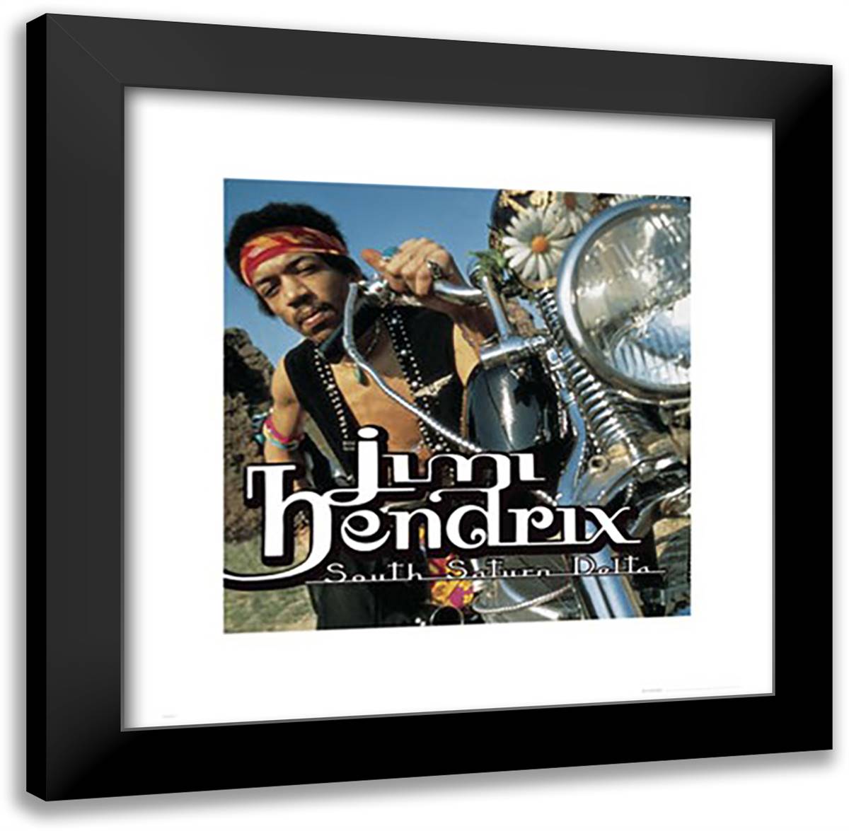 Jimi Hendrix, south saturn delta 20x20 Black Modern Wood Framed Art Print Poster
