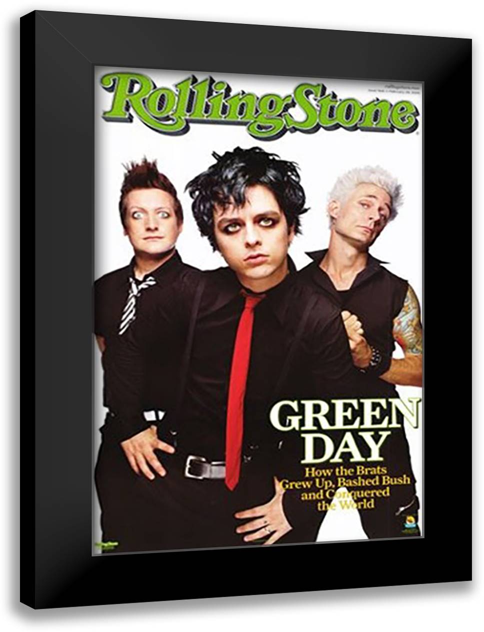 Green Day, Rolling Stone Cover 28x40 Black Modern Wood Framed Art Print Poster by Dimmock, James