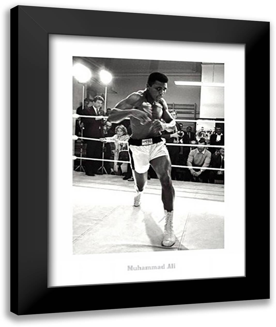 Muhammad Ali Shadow Boxing 28x36 Black Modern Wood Framed Art Print Poster