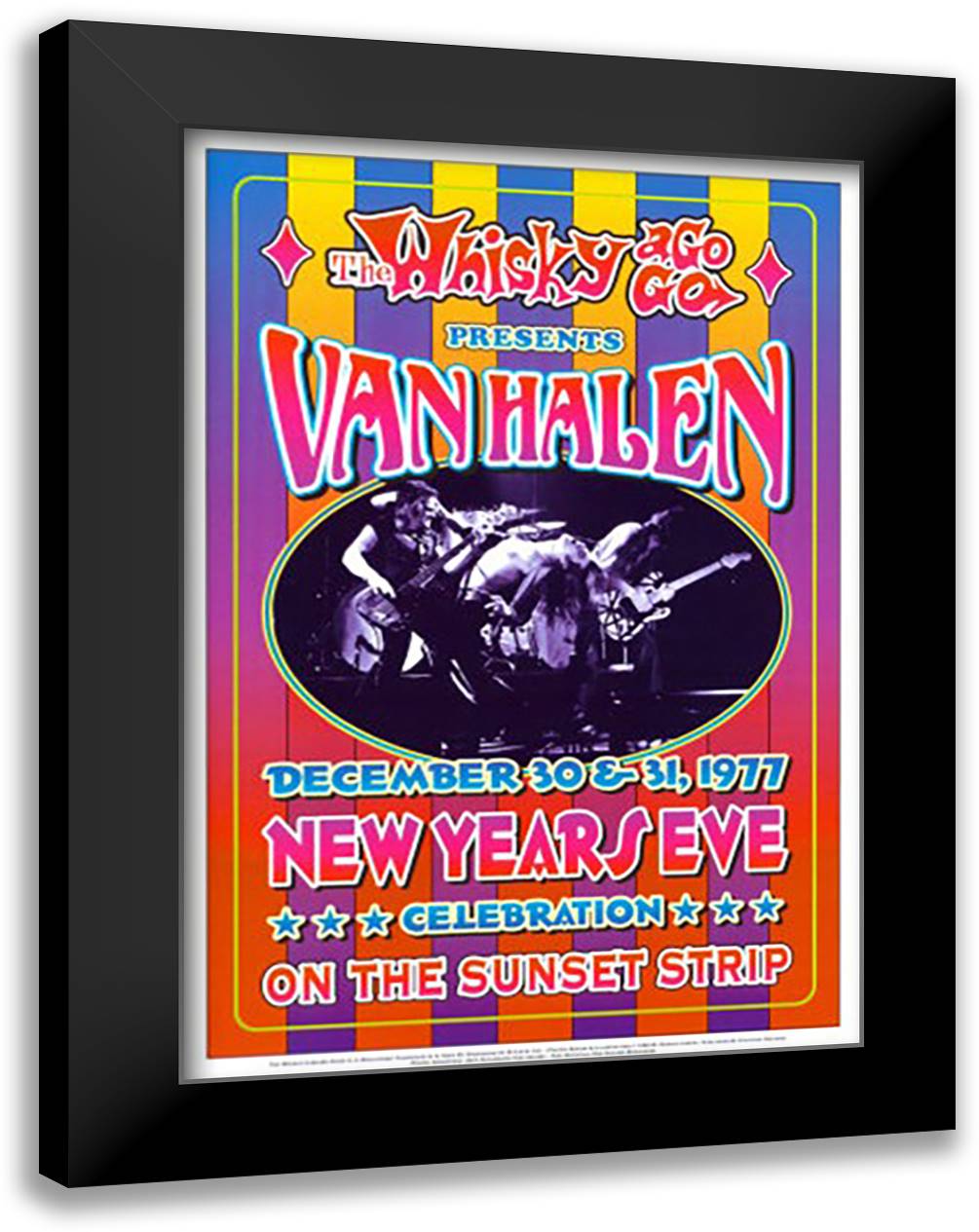Van Halen, new years eve, 1977 17x24 Black Modern Wood Framed Art Print Poster by Loren, Dennis
