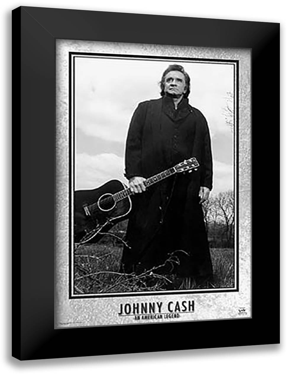 Johnny Cash 26x38 Black Modern Wood Framed Art Print Poster