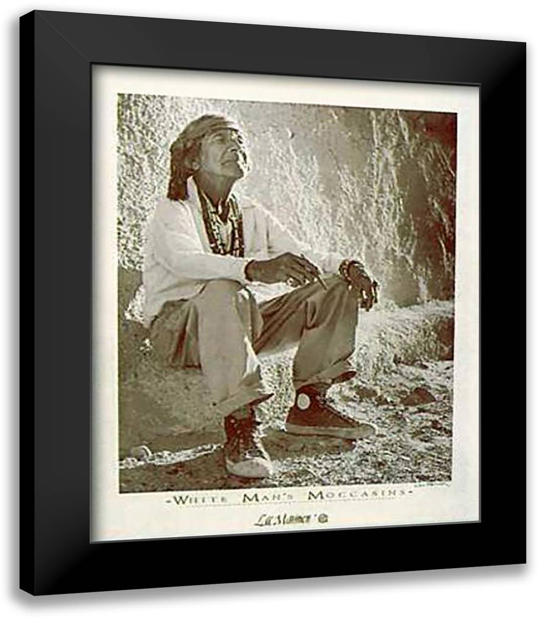 White Man's Mocassins 26x32 Black Modern Wood Framed Art Print Poster by Marmon, Lee