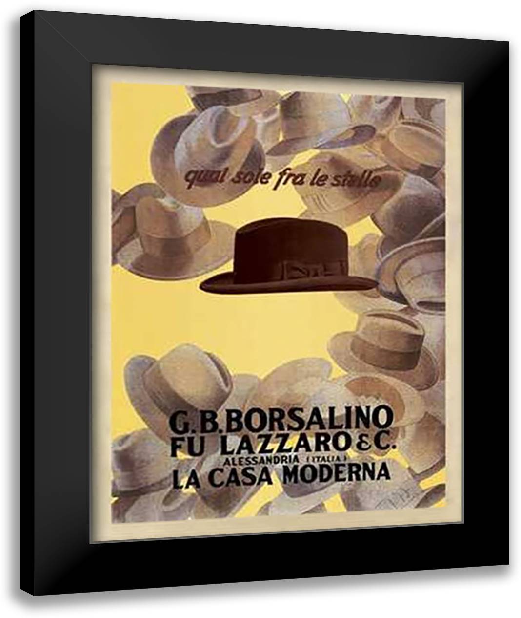 Borsalino 1930 28x36 Black Modern Wood Framed Art Print Poster by Dudovich, Marcello