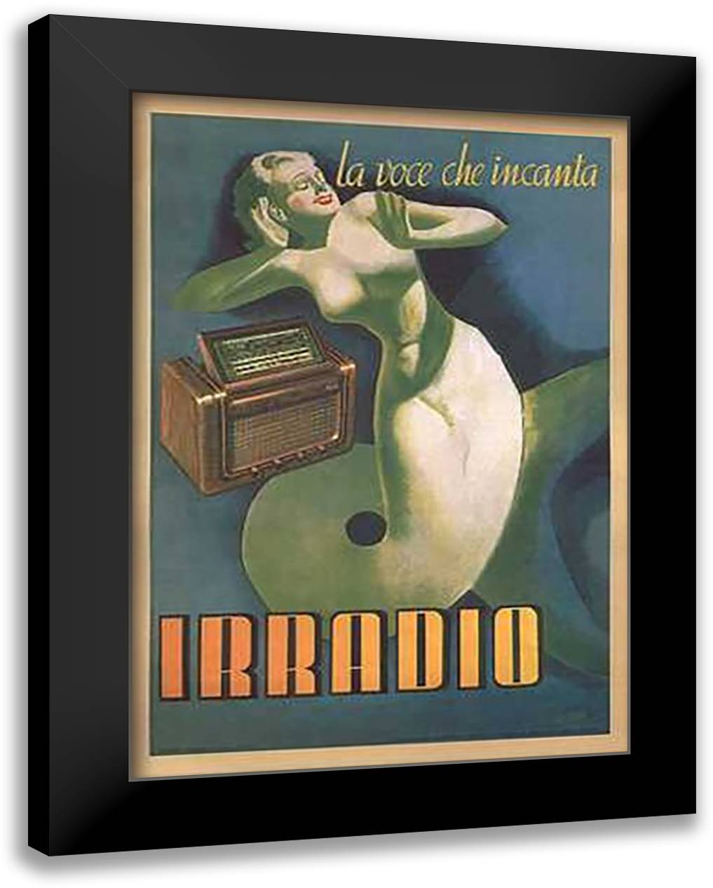 Irradio 28x36 Black Modern Wood Framed Art Print Poster by Boccasile