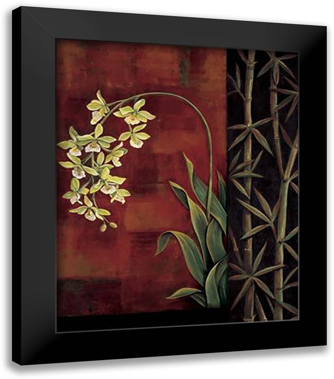 Green Orchid 14x16 Black Modern Wood Framed Art Print Poster by Deveraux, Jill