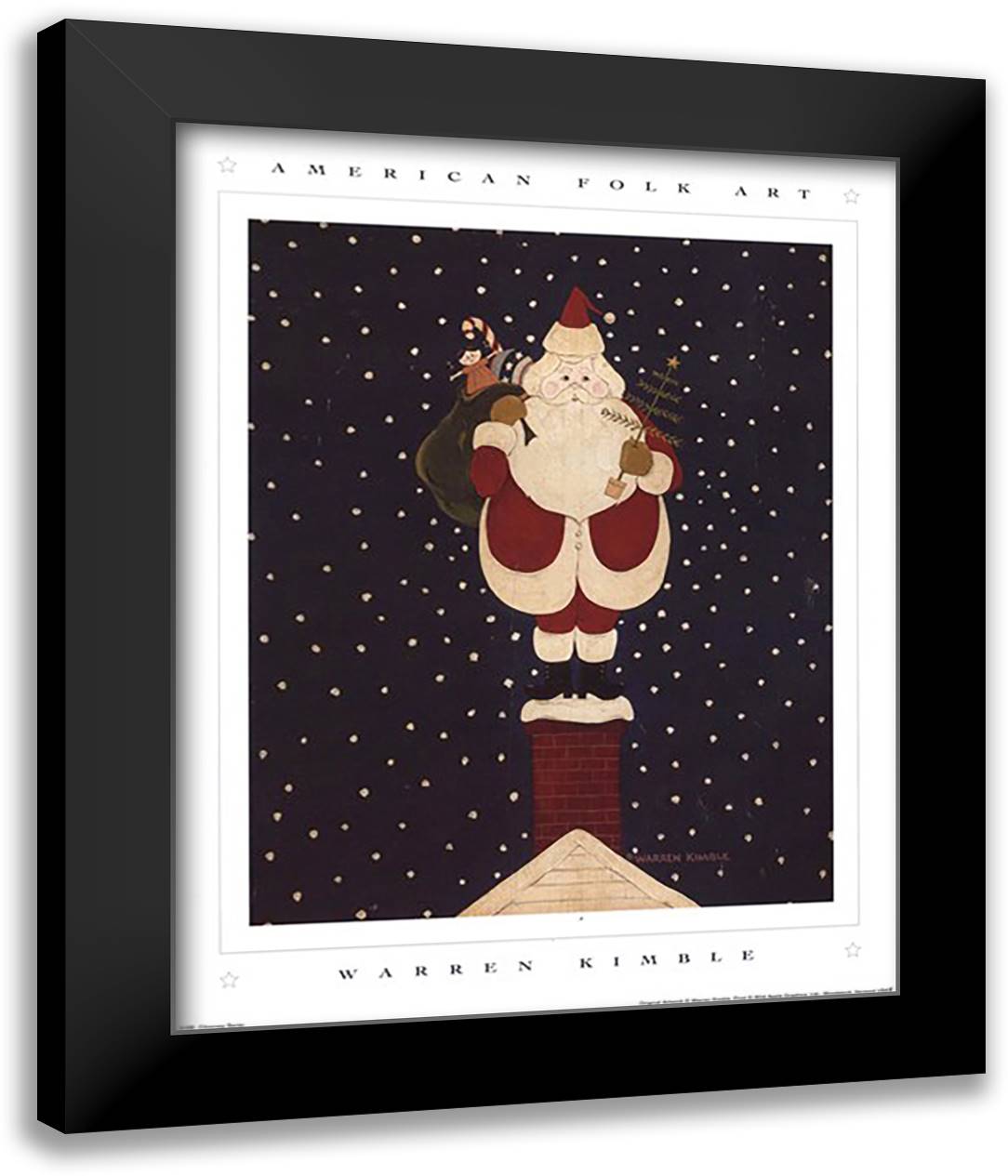 Chimney Santa 14x17 Black Modern Wood Framed Art Print Poster by Kimble, Warren