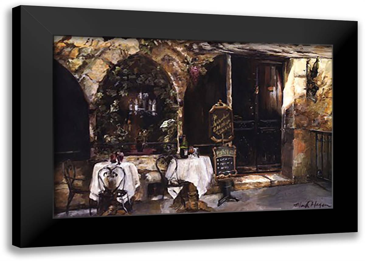 Meeting at the Cafe 40x28 Black Modern Wood Framed Art Print Poster by Hageman, Marilyn