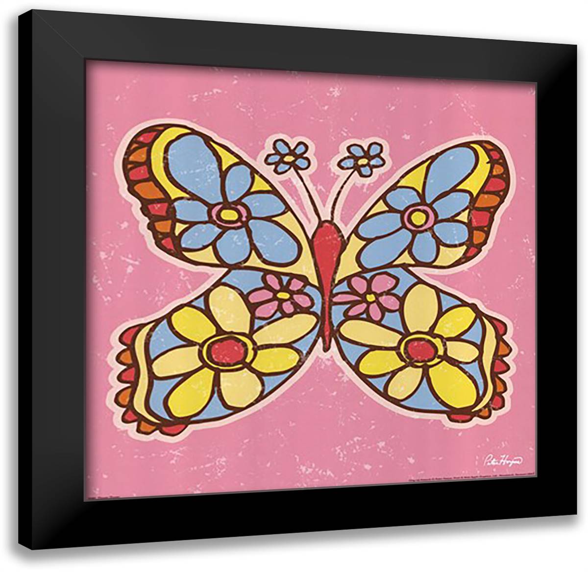 Flower Power 16x16 Black Modern Wood Framed Art Print Poster by Horjus, Peter