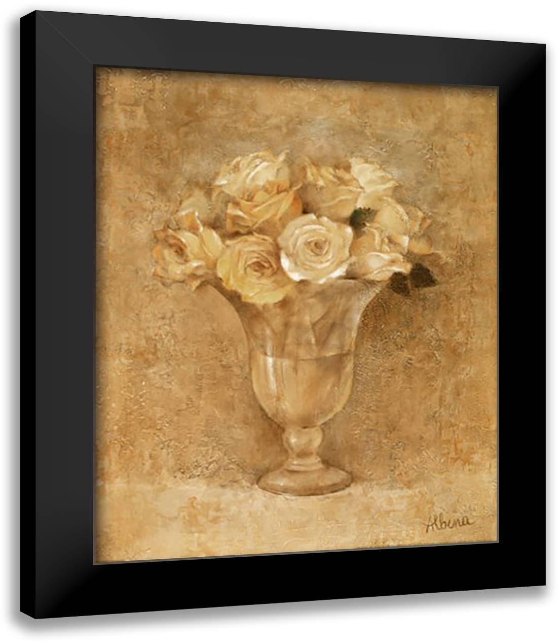 Brocade Roses 15x18 Black Modern Wood Framed Art Print Poster by Hristova, Albena