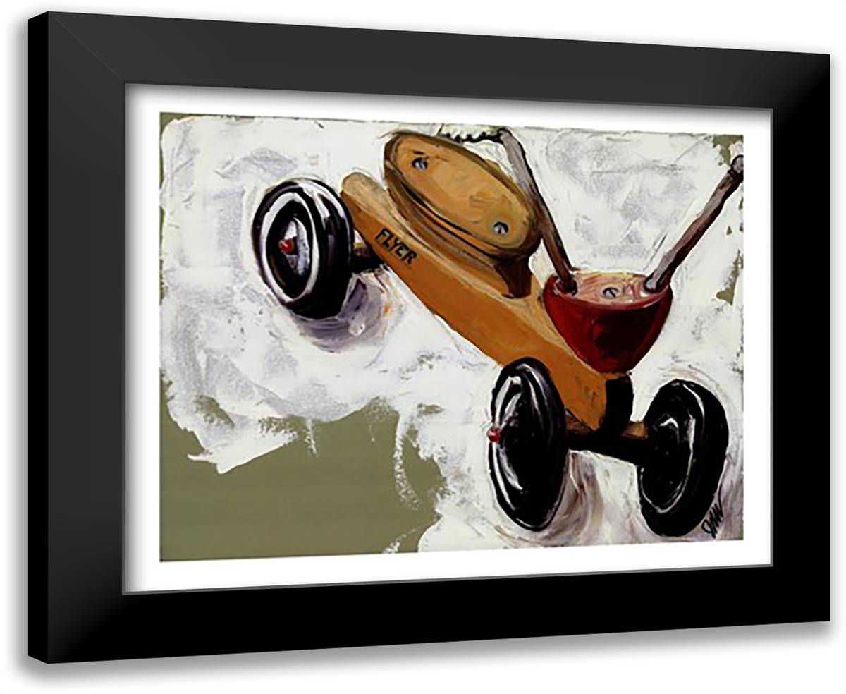 Little Yellow Scooter 24x20 Black Modern Wood Framed Art Print Poster by Gilmore, Julia