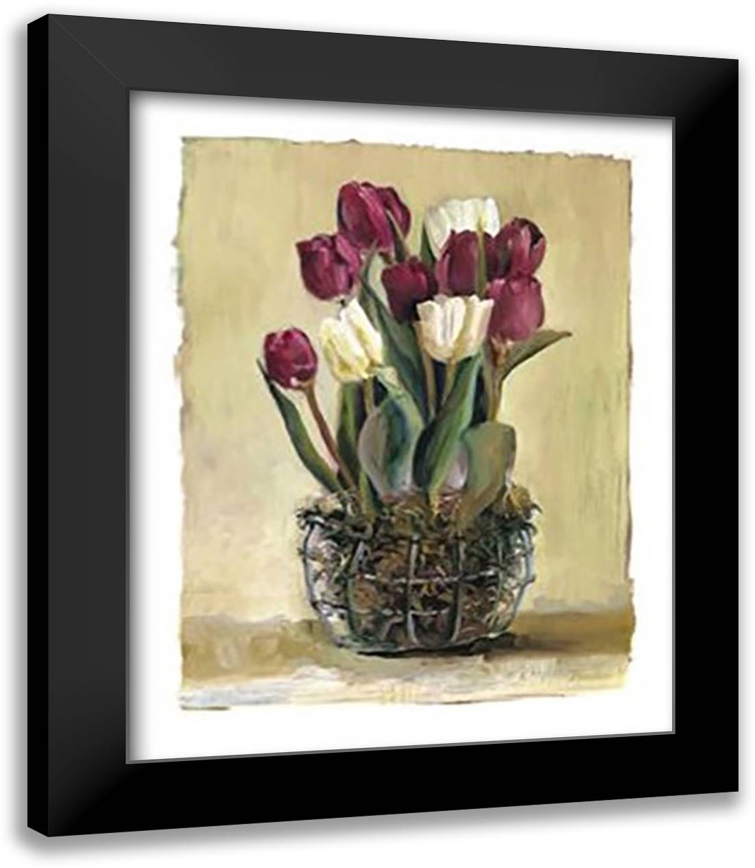 Potted Tulips 15x18 Black Modern Wood Framed Art Print Poster by Hageman, Marilyn