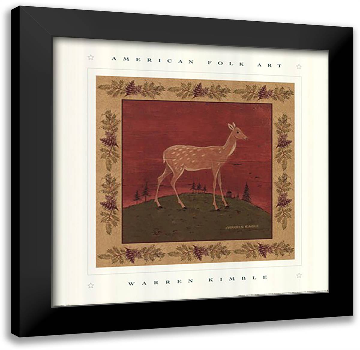 Folk Fawn 18x18 Black Modern Wood Framed Art Print Poster by Kimble, Warren