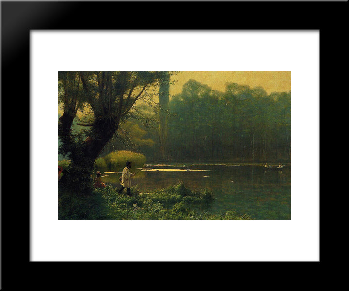 Summer Afternoon On A Lake 20x24 Black Modern Wood Framed Art Print Poster by Gerome, Jean Leon