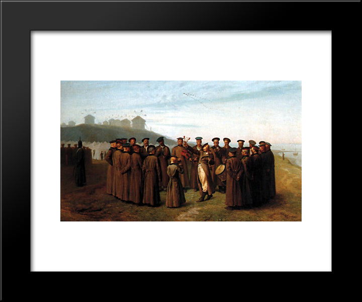 Recreation In A Russian Camp, Souvenir Of Moldavia 20x24 Black Modern Wood Framed Art Print Poster by Gerome, Jean Leon